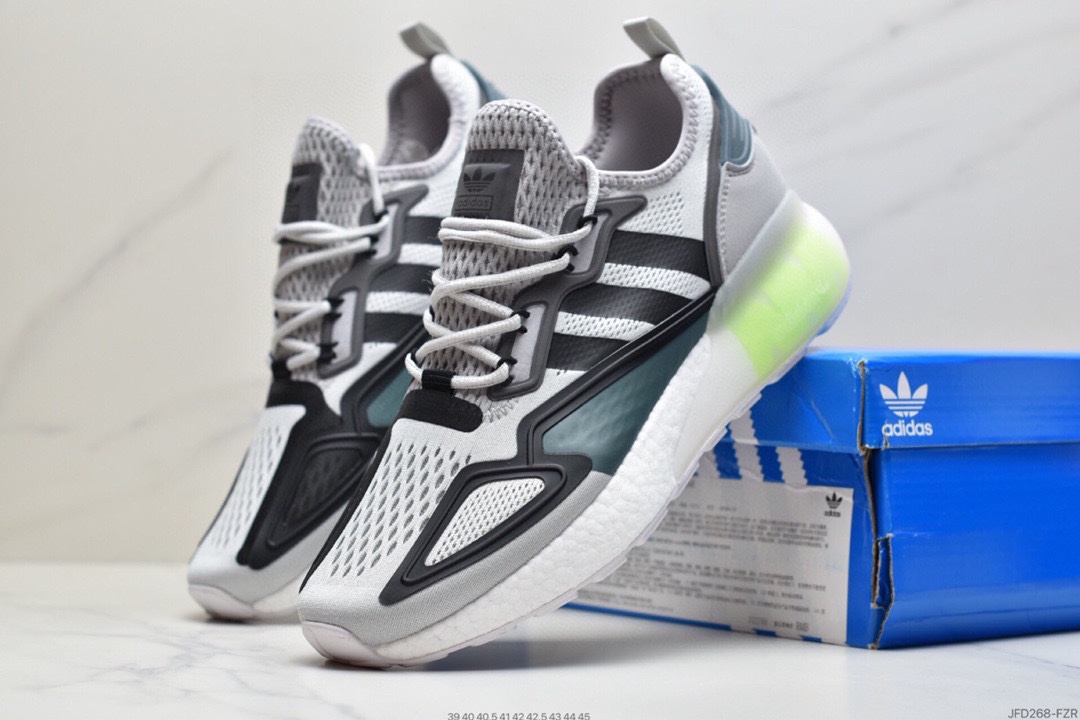 170 Adidas阿迪达斯 缓震跑鞋 易烊千玺同款 Adidas Originals ZX 2K Boost 全新爆米花缓震休闲运动跑鞋FZ3323