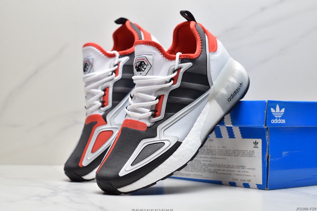 170 Adidas阿迪达斯 缓震跑鞋 易烊千玺同款 Adidas Originals ZX 2K Boost 全新爆米花缓震休闲运动跑鞋FZ3323