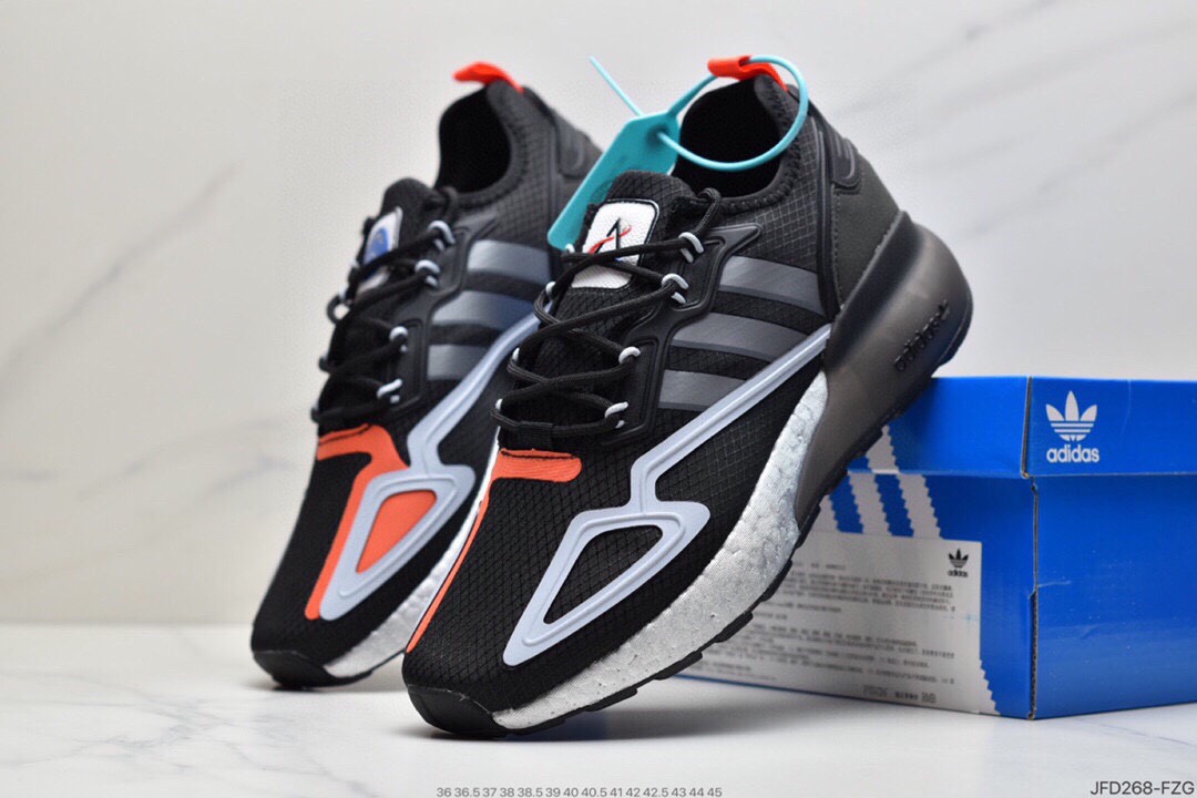 170 Adidas阿迪达斯 缓震跑鞋 易烊千玺同款 Adidas Originals ZX 2K Boost 全新爆米花缓震休闲运动跑鞋FZ3323