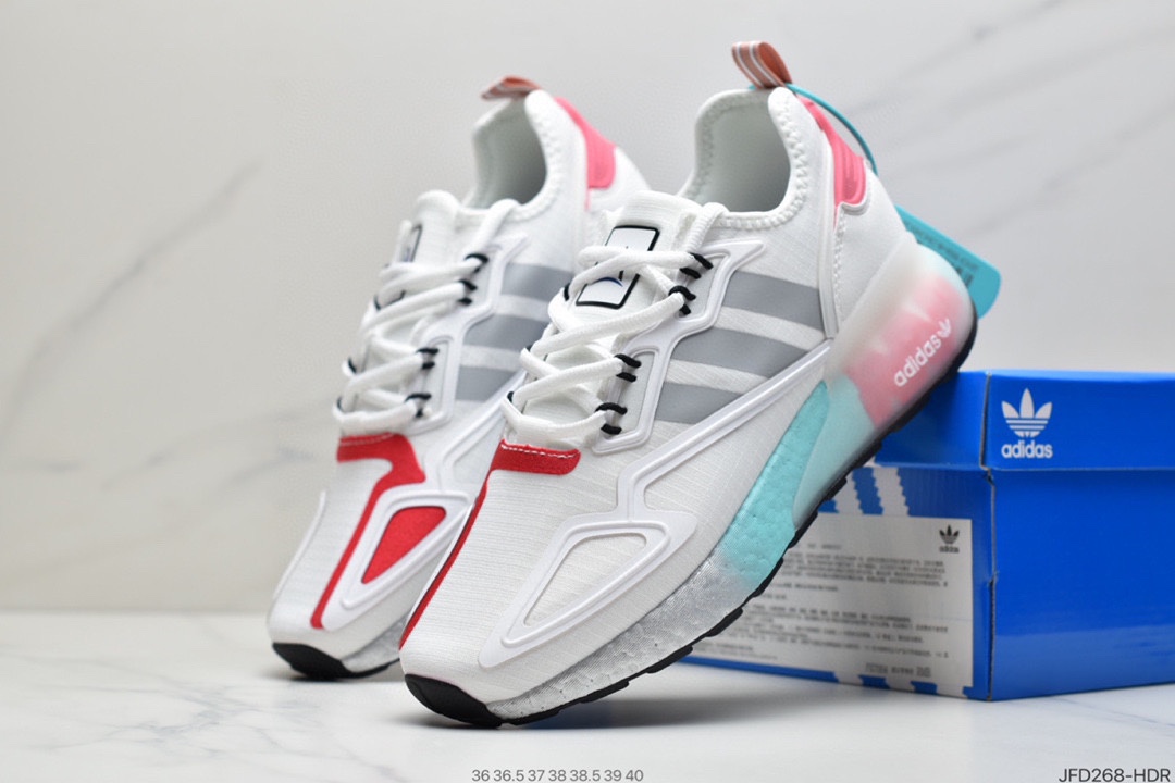 170 Adidas阿迪达斯 缓震跑鞋 易烊千玺同款 Adidas Originals ZX 2K Boost 全新爆米花缓震休闲运动跑鞋FZ3323