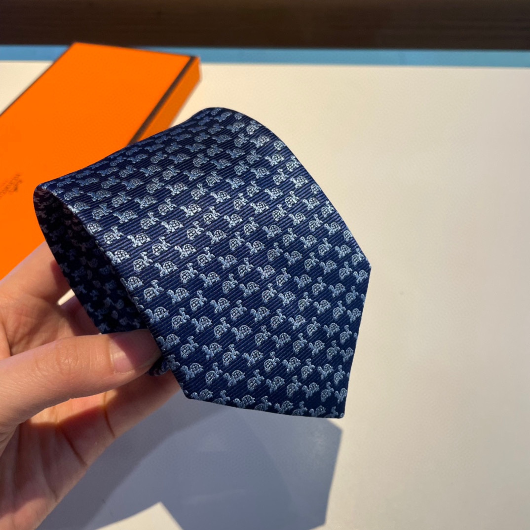 Hermes爱马仕100%顶级斜纹真丝男士领带