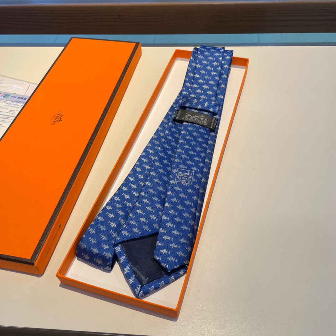 Hermes爱马仕100%顶级斜纹真丝男士领带