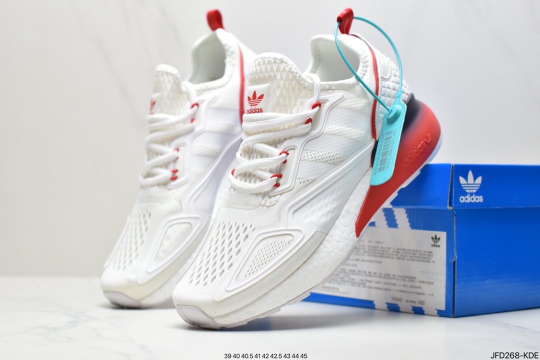 170 Adidas阿迪达斯 缓震跑鞋 易烊千玺同款 Adidas Originals ZX 2K Boost 全新爆米花缓震休闲运动跑鞋FZ3323