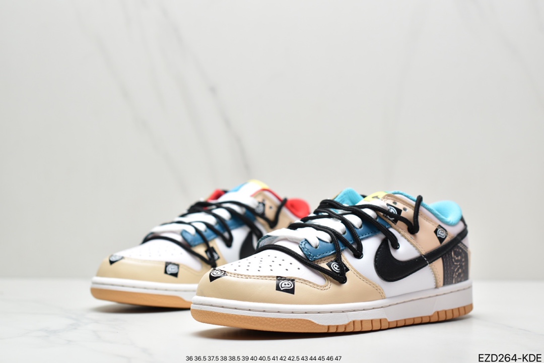360 耐克SB DUNK 板鞋白绿黑蓝黄红彩色拼接鸳鸯 Nike SB Dunk Low “Free 99”系列DH0952-100