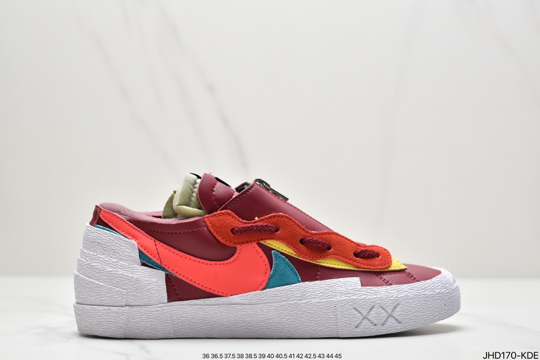 190 Kaws x Sacai x Nike Blazer Mid Low重叠设计前卫开拓者低帮百搭板鞋DM7901-500
