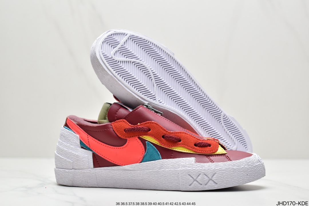 190 Kaws x Sacai x Nike Blazer Mid Low重叠设计前卫开拓者低帮百搭板鞋DM7901-500