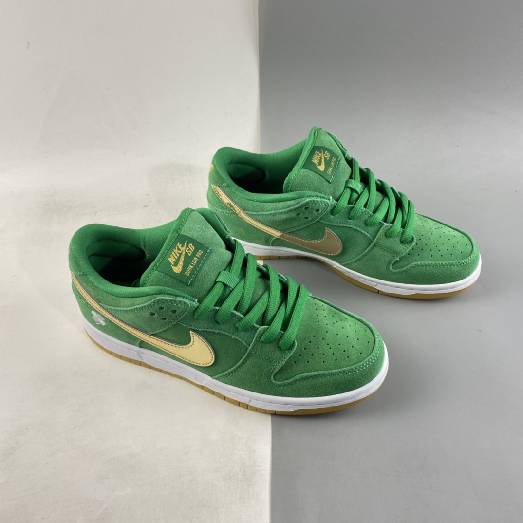 P260  Nk SB Dunk Low 四叶草绿金联名扣篮系列复古低帮休闲运动滑板板鞋 BQ6817-303