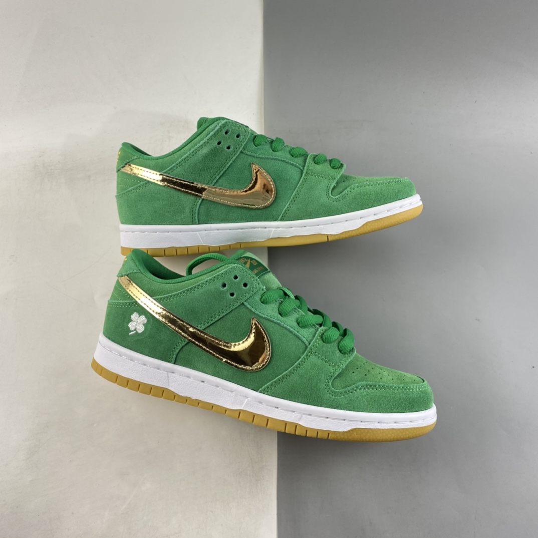 P260  Nk SB Dunk Low 四叶草绿金联名扣篮系列复古低帮休闲运动滑板板鞋 BQ6817-303