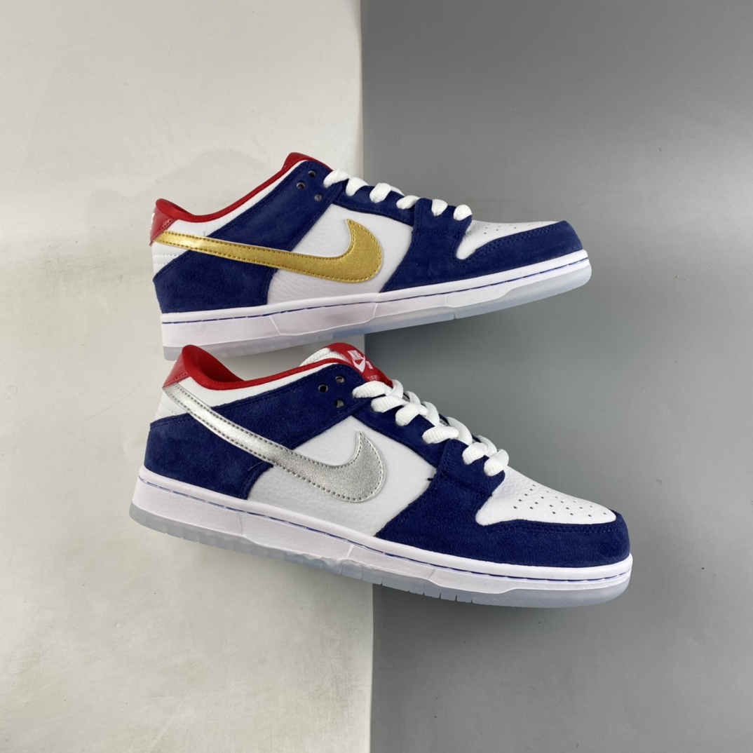 P260  Nk SB Dunk Low Prm QS Paris 宝马 金银勾休闲运动板鞋 839685-416