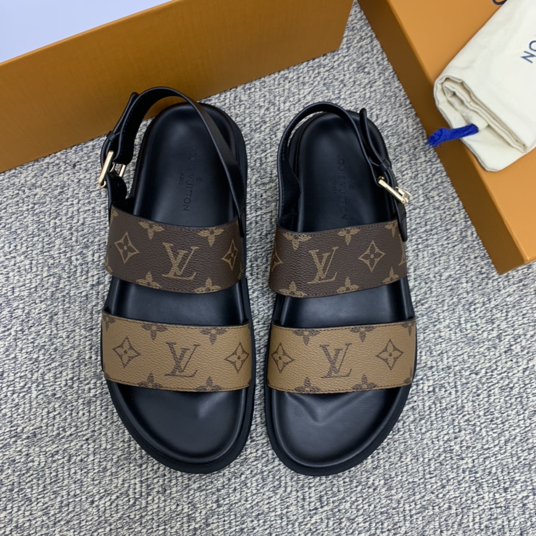 LV/路易威登   侧边缀以Monogram花卉图案经典的老花PVC男士凉鞋