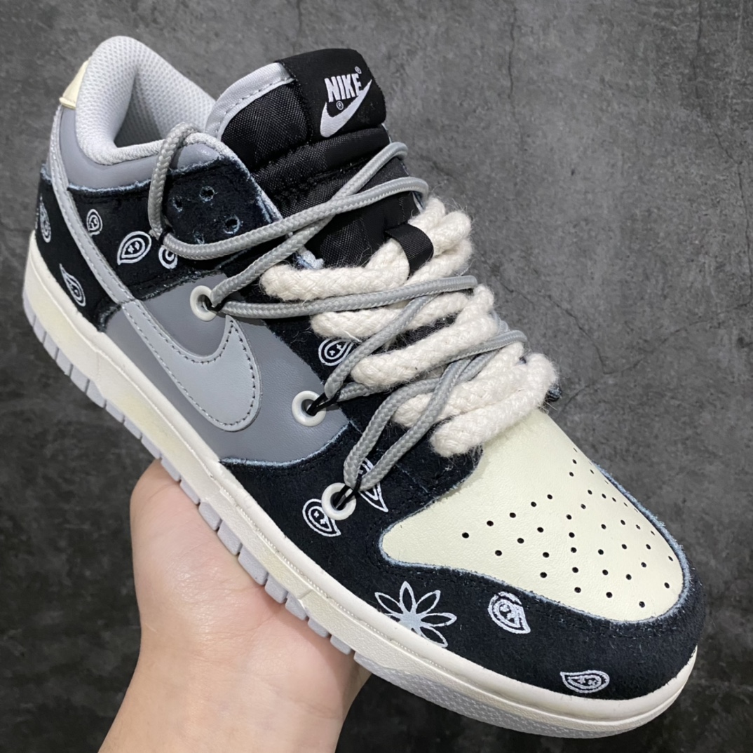 图片[3]-YH纯原版本Nike Dunk Low vibe做旧 腰果花Vibe主题定制 耐磨防滑 低帮休闲板鞋 男女款 灰黑 货号：DH7913-001 原厂原档案开发，原盒原标，原厂头层皮料，官方厚鞋舌设计，做工细节全方位比对原鞋。 尺码：36 36.5 37.5 38 38.5 39 40 40.5 41 42 42.5 43 44 44.5 45 46 47.5-选品中心
