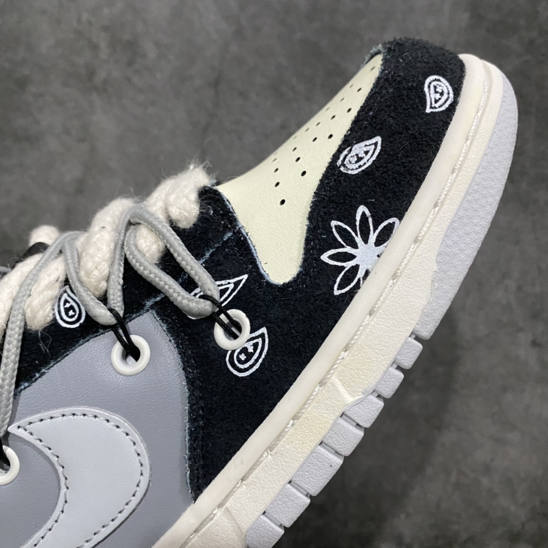 图片[6]-YH纯原版本Nike Dunk Low vibe做旧 腰果花Vibe主题定制 耐磨防滑 低帮休闲板鞋 男女款 灰黑 货号：DH7913-001 原厂原档案开发，原盒原标，原厂头层皮料，官方厚鞋舌设计，做工细节全方位比对原鞋。 尺码：36 36.5 37.5 38 38.5 39 40 40.5 41 42 42.5 43 44 44.5 45 46 47.5-选品中心