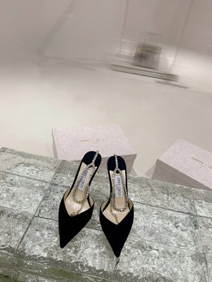 Jimmy Choo High Heel Pumps Single Layer Shoes Genuine Leather Patent Sheepskin Spring/Summer Collection Chains