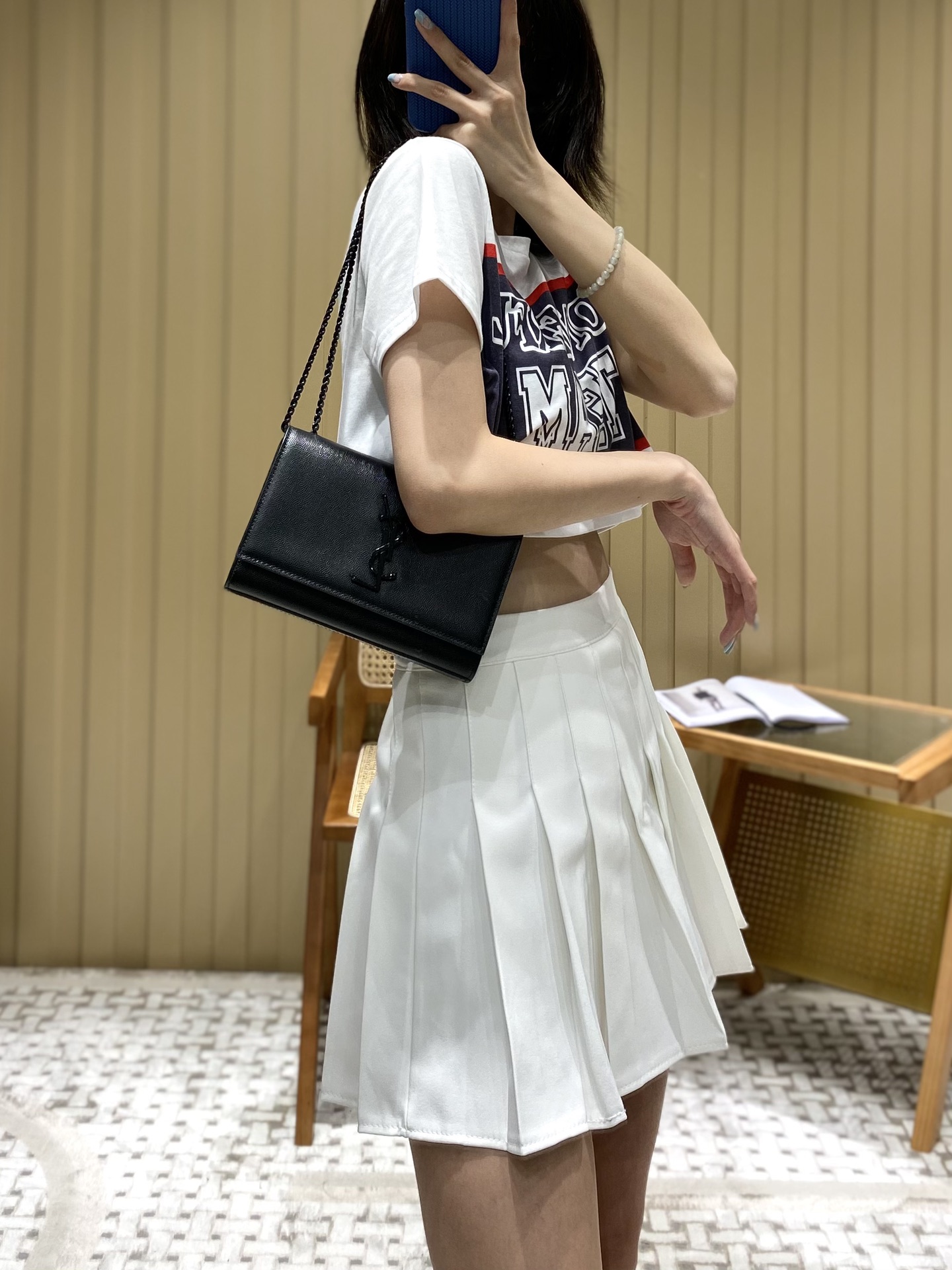 Saint laurent Ysl 𝙆𝙖𝙩𝙚 20𝙘𝙢 链条包 469390黑色球纹黑扣