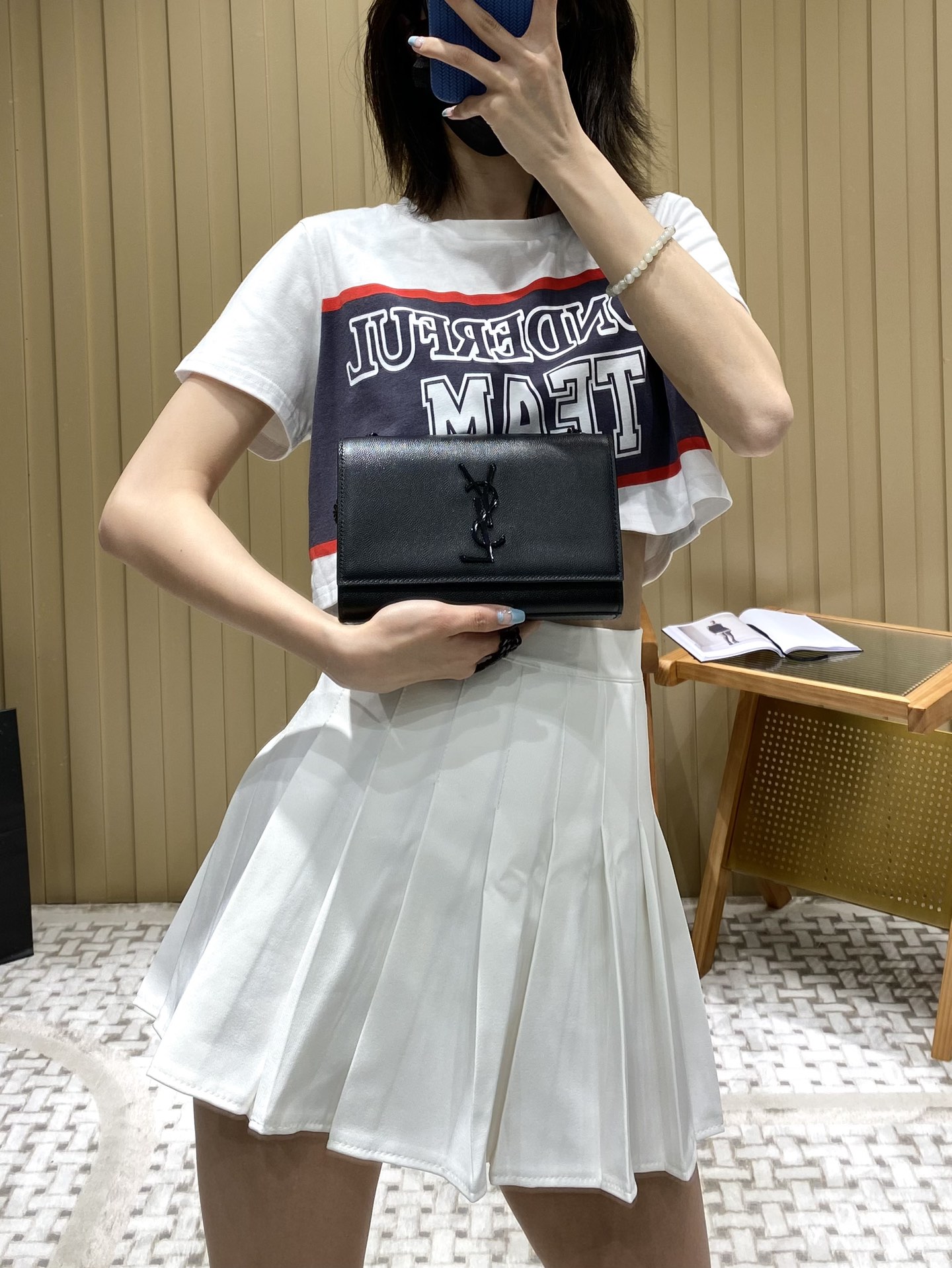 Saint laurent Ysl 𝙆𝙖𝙩𝙚 20𝙘𝙢 链条包 469390黑色球纹黑扣