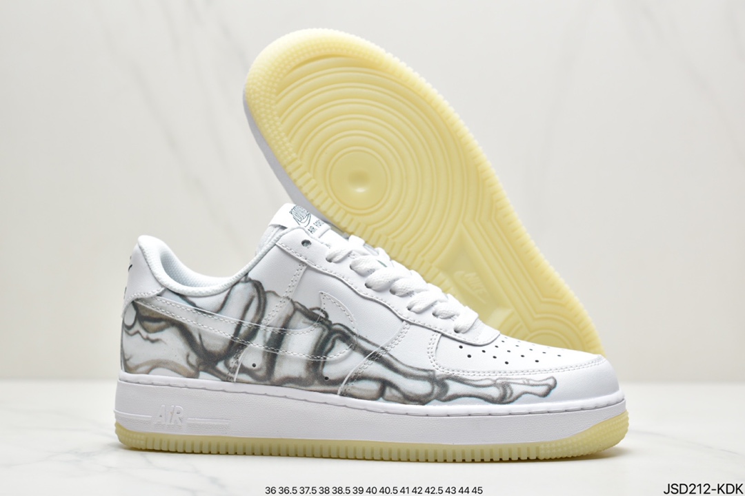 200 耐克Nike Air Force 1 ”Skeleton” 骨骼万圣节骨头夜光空军一号低帮板鞋 BQ7541-100