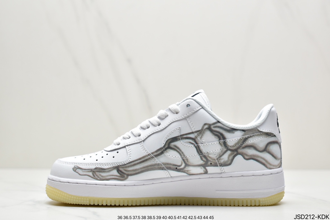 200 耐克Nike Air Force 1 ”Skeleton” 骨骼万圣节骨头夜光空军一号低帮板鞋 BQ7541-100