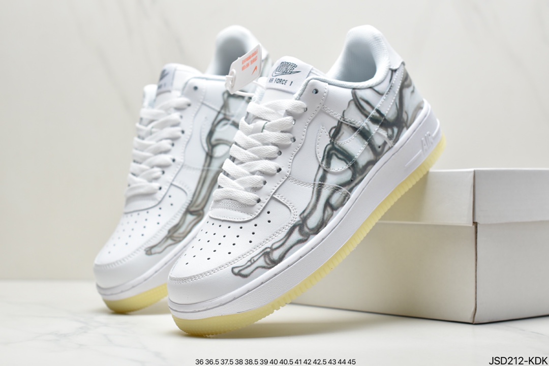200 耐克Nike Air Force 1 ”Skeleton” 骨骼万圣节骨头夜光空军一号低帮板鞋 BQ7541-100