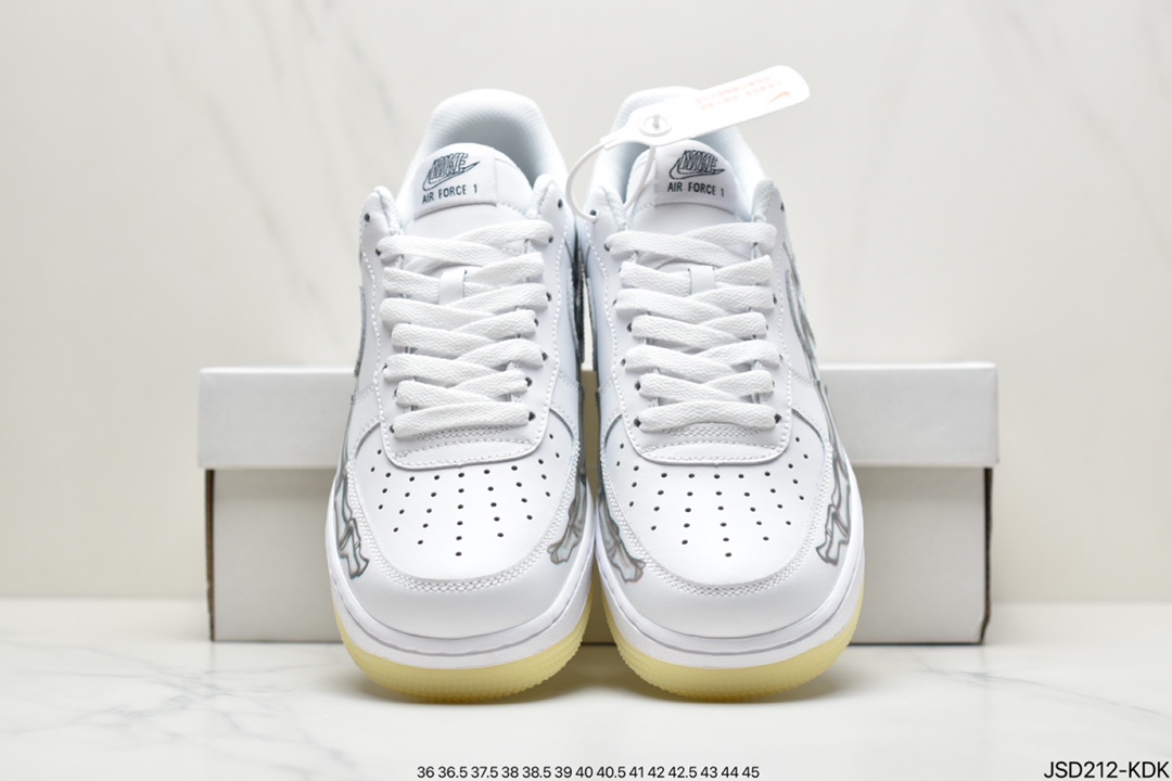200 耐克Nike Air Force 1 ”Skeleton” 骨骼万圣节骨头夜光空军一号低帮板鞋 BQ7541-100