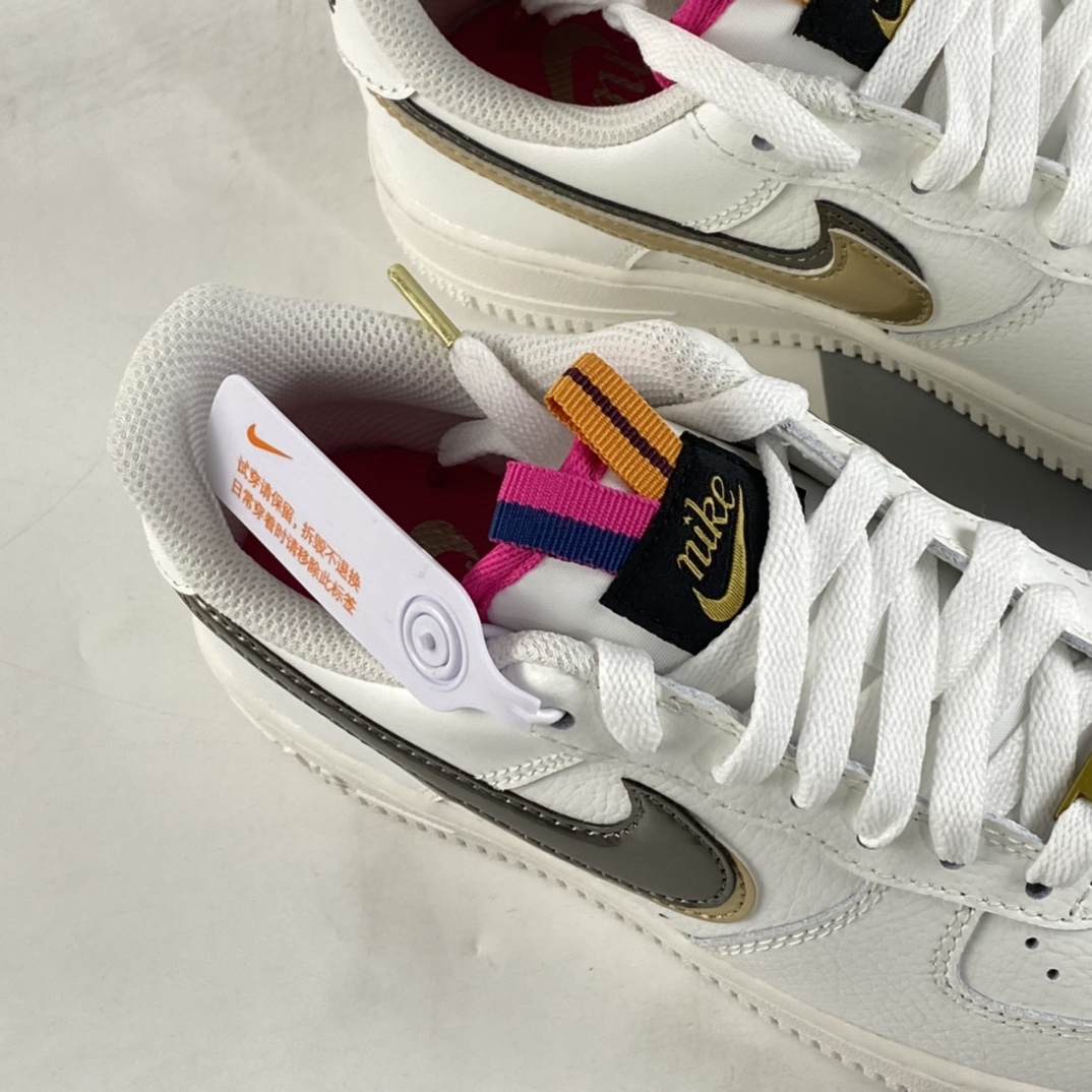 P200  Nk Air Force 1’07 Low ”Double Swoosh” 灰金双钩休闲板鞋 DH9595-001
