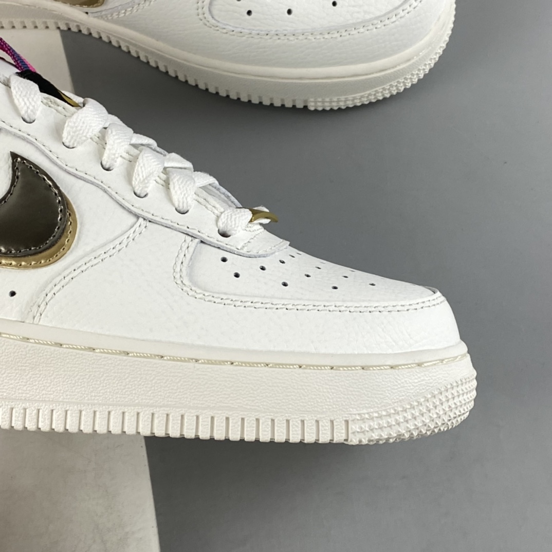 P200  Nk Air Force 1’07 Low ”Double Swoosh” 灰金双钩休闲板鞋 DH9595-001
