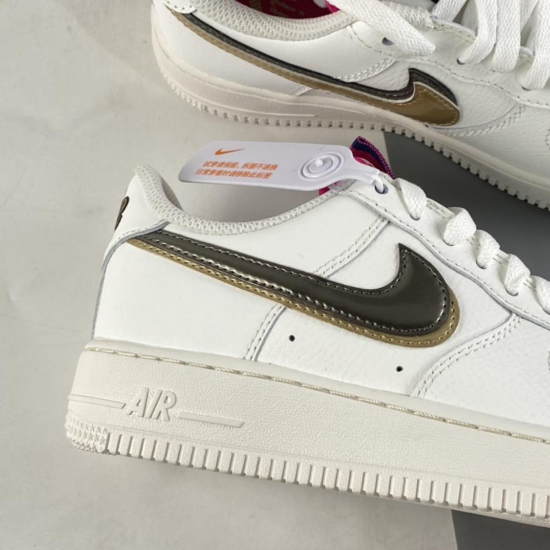 P200  Nk Air Force 1’07 Low ”Double Swoosh” 灰金双钩休闲板鞋 DH9595-001