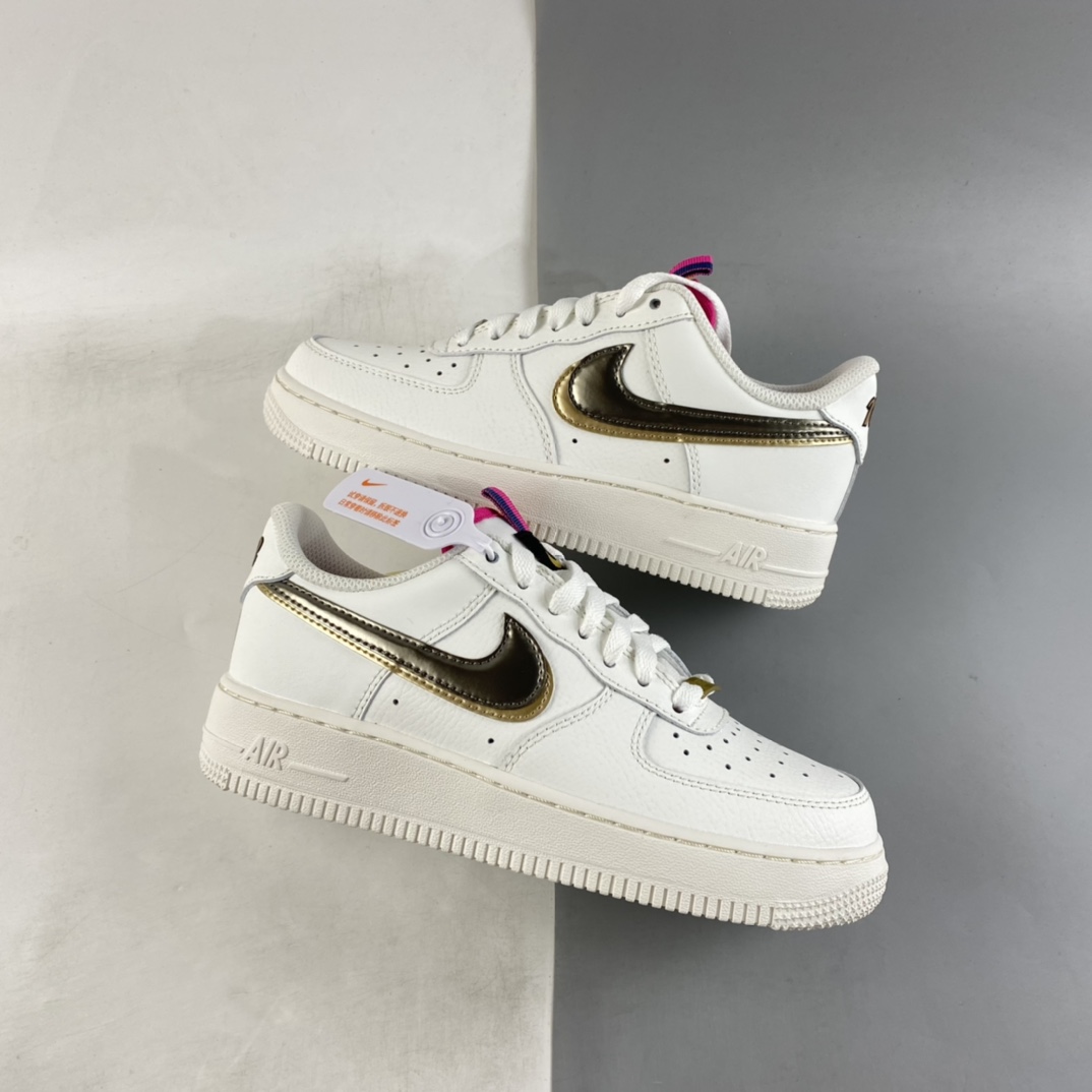 P200  Nk Air Force 1’07 Low ”Double Swoosh” 灰金双钩休闲板鞋 DH9595-001
