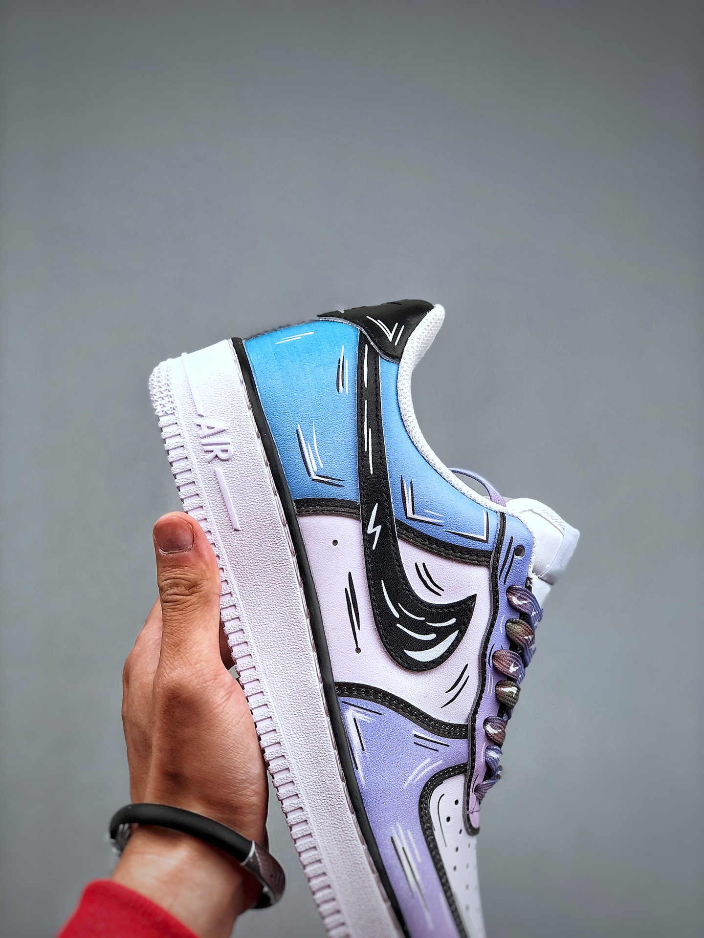 耐克nikeairforce1low白蓝海浪涂鸦空军一号复古休闲板鞋cw2288211