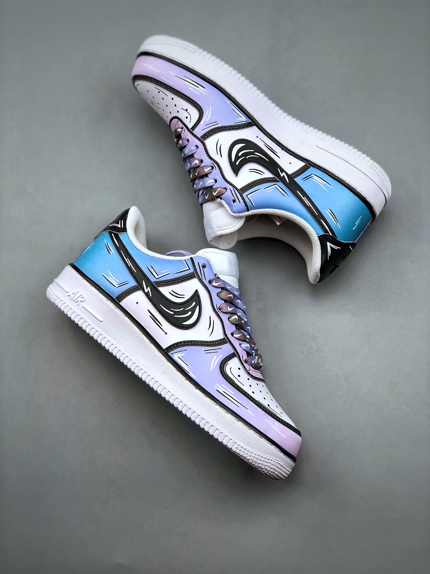 耐克nikeairforce1low白蓝海浪涂鸦空军一号复古休闲板鞋cw2288211