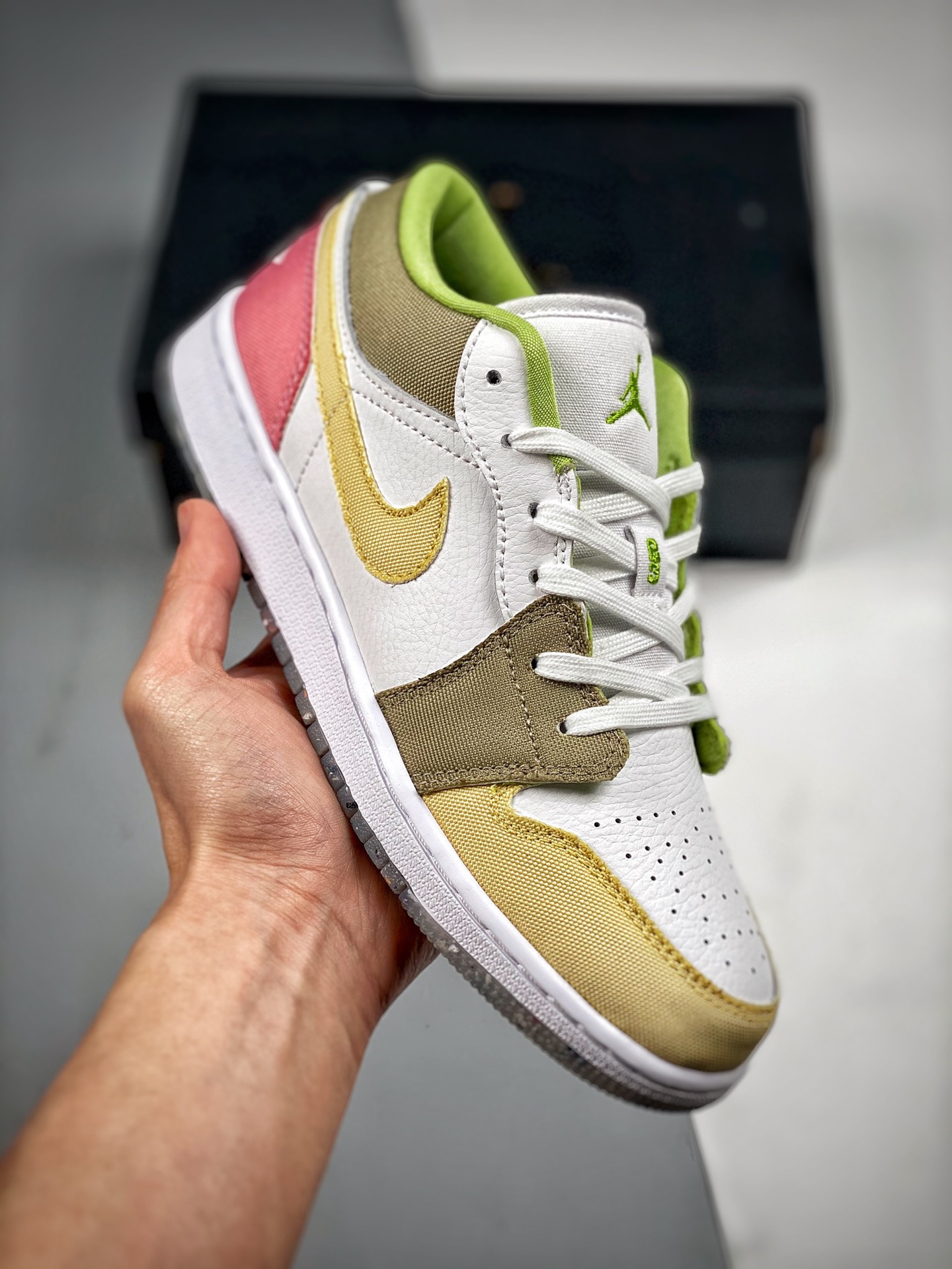 Empuje 4 Air Jordan 1 Low blanco/marrón, AJ1乔1 zapatilla casual de caña baja, color oficial sincronizado, única en el m…