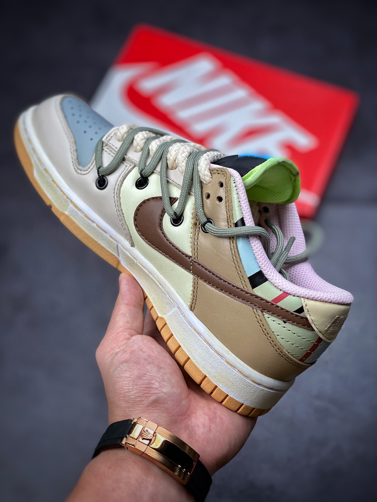 360 Nike Dunk SB Low 卡其 腰果花纯原版本解构鞋带 DH0952-001