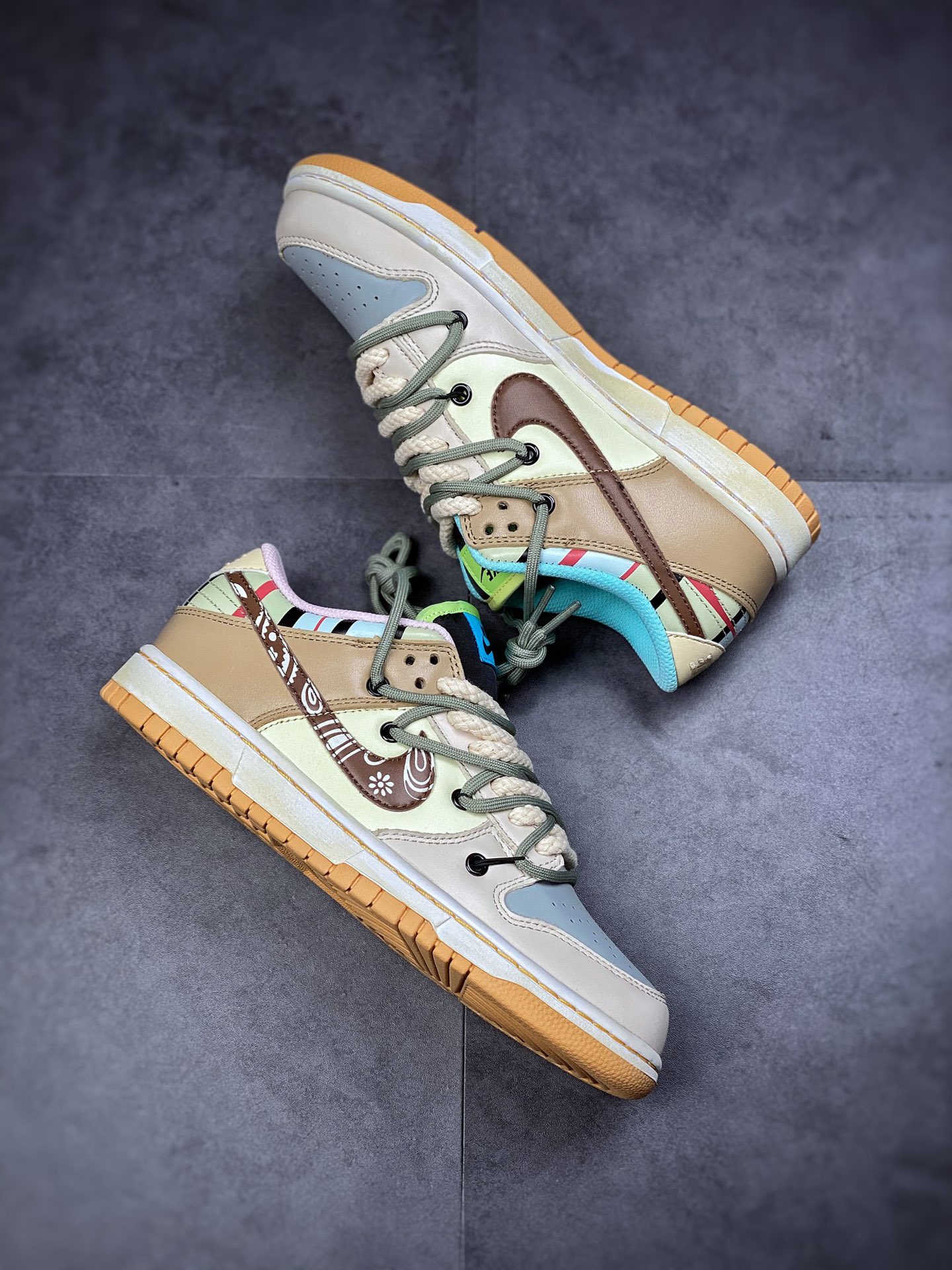 360 Nike Dunk SB Low 卡其 腰果花纯原版本解构鞋带 DH0952-001