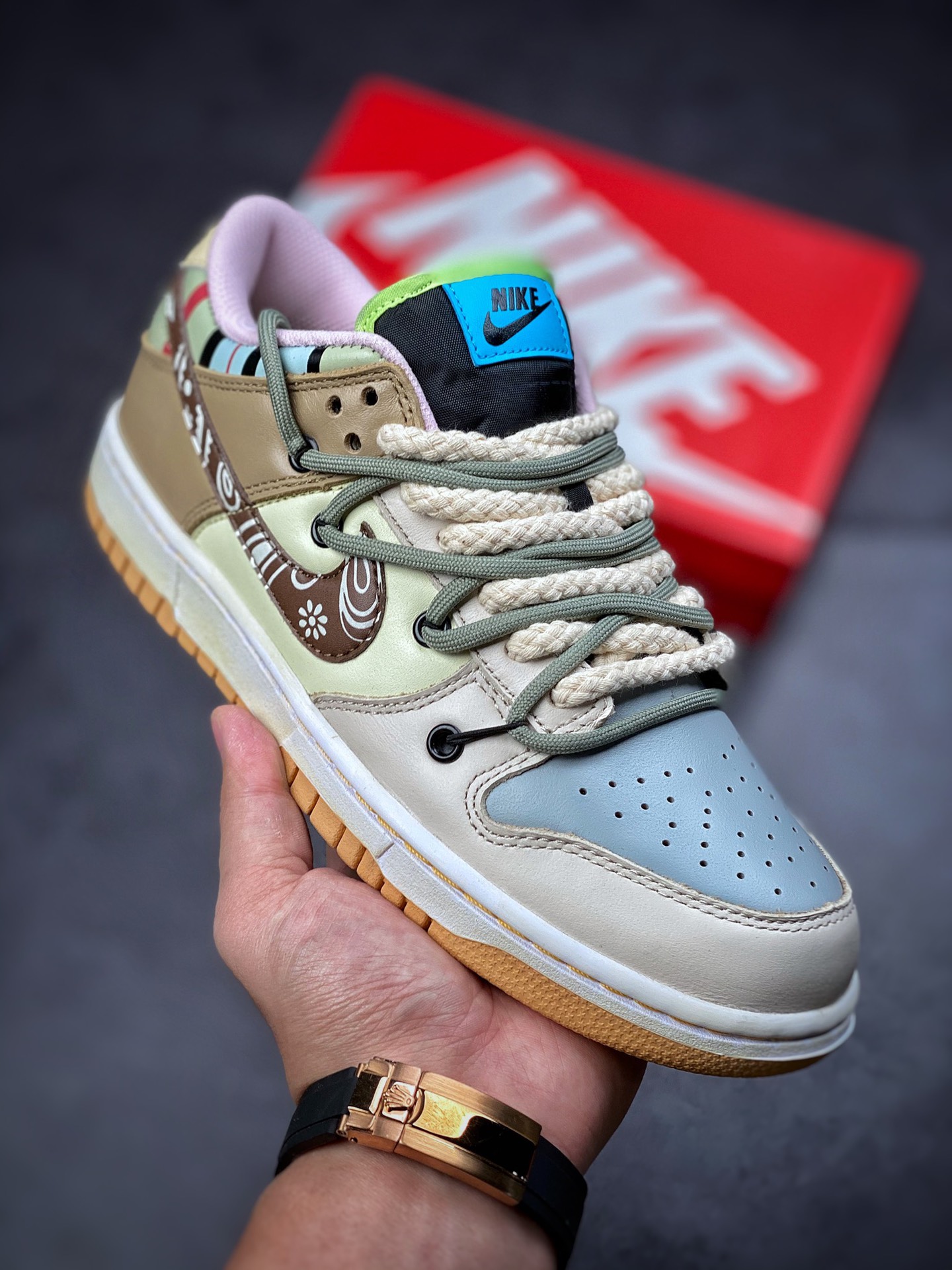 360 Nike Dunk SB Low 卡其 腰果花纯原版本解构鞋带 DH0952-001