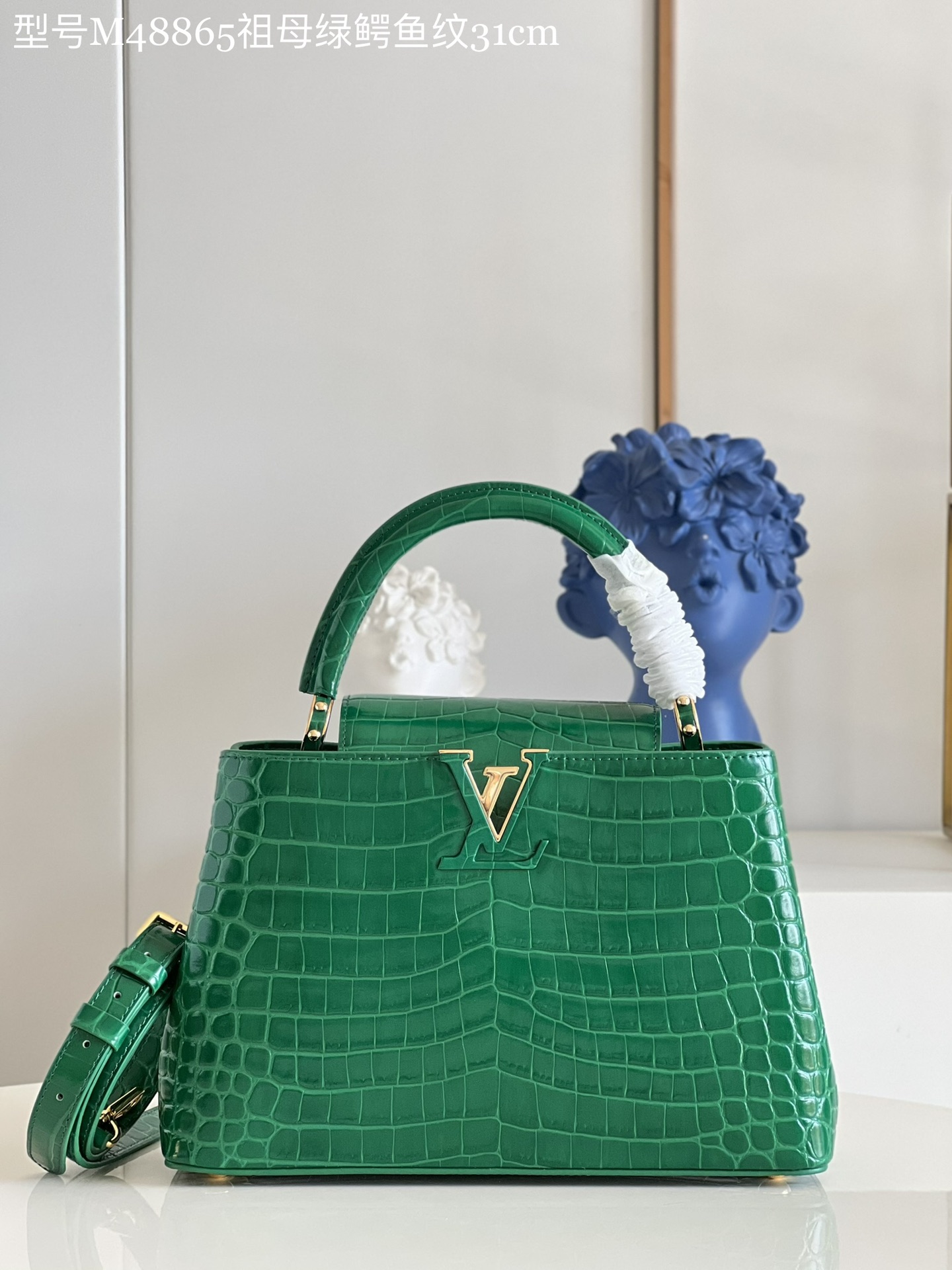Louis Vuitton LV Capucines Bags Handbags Green Crocodile Leather Goat Skin Sheepskin M48865