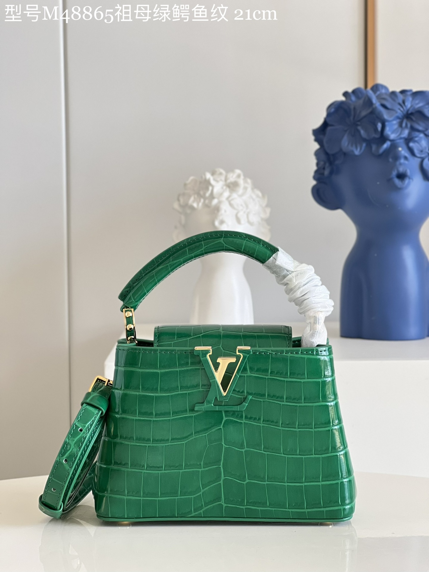 Louis Vuitton LV Capucines Bags Handbags Green Crocodile Leather Goat Skin Sheepskin Mini M48865