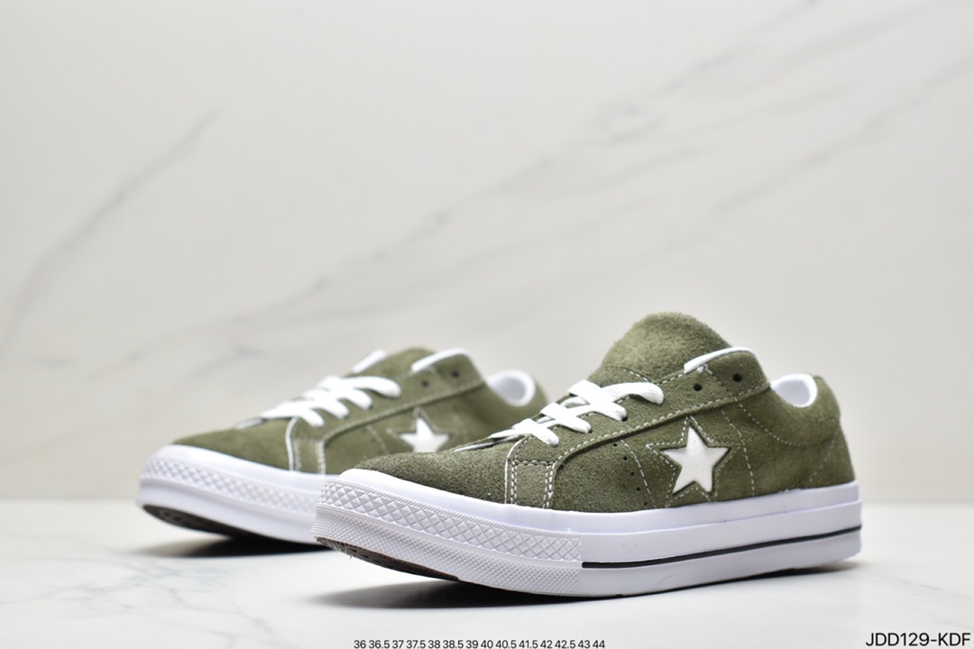 120 真标匡威Converse One Star 74 OX Suede一星系列毛皮百搭休闲运动板鞋“翻毛绿黄黑紫”163245C