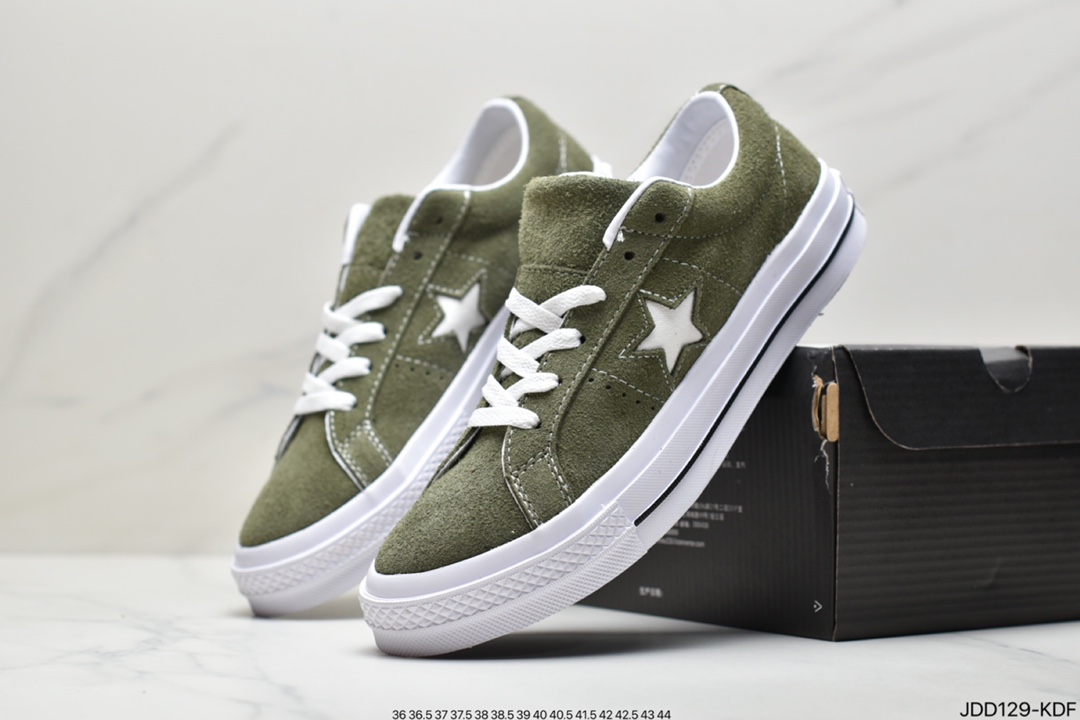 120 真标匡威Converse One Star 74 OX Suede一星系列毛皮百搭休闲运动板鞋“翻毛绿黄黑紫”163245C