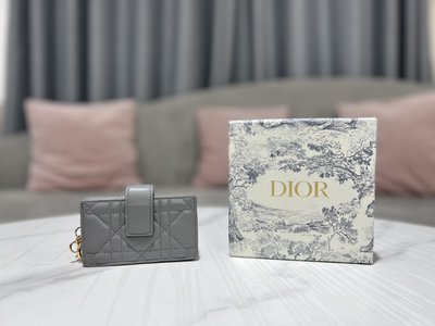 Dior Wallet Card pack Outlet 1:1 Replica
 Blue Elephant Grey Sky Sheepskin Lady