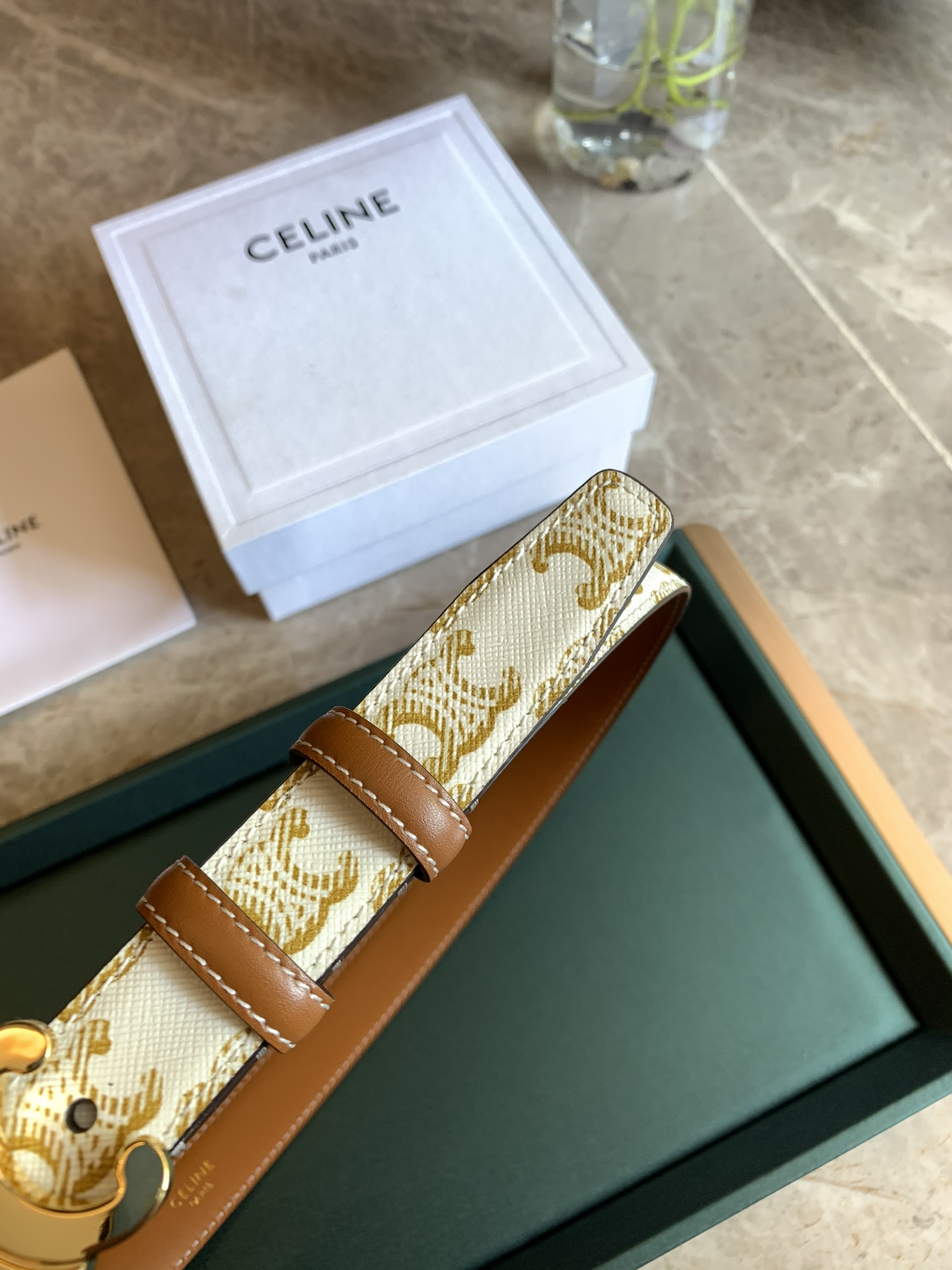 🉐️ CÉLINE 赛琳新款🆕 凯旋门腰带 TRIOMPHE 光滑小牛皮腰带 对版溜金金属件 宽2.5c