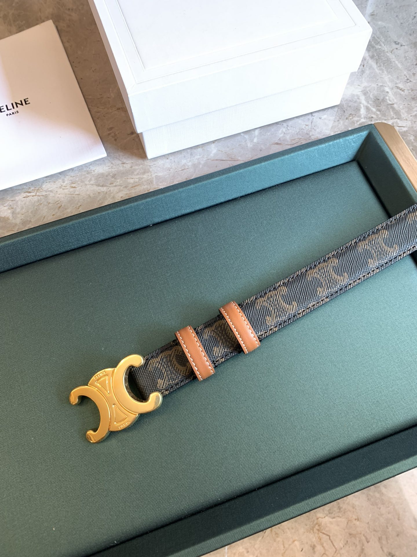 🉐️ CÉLINE 赛琳新款🆕 凯旋门腰带 TRIOMPHE 光滑小牛皮腰带 对版溜金金属件 宽2.5c