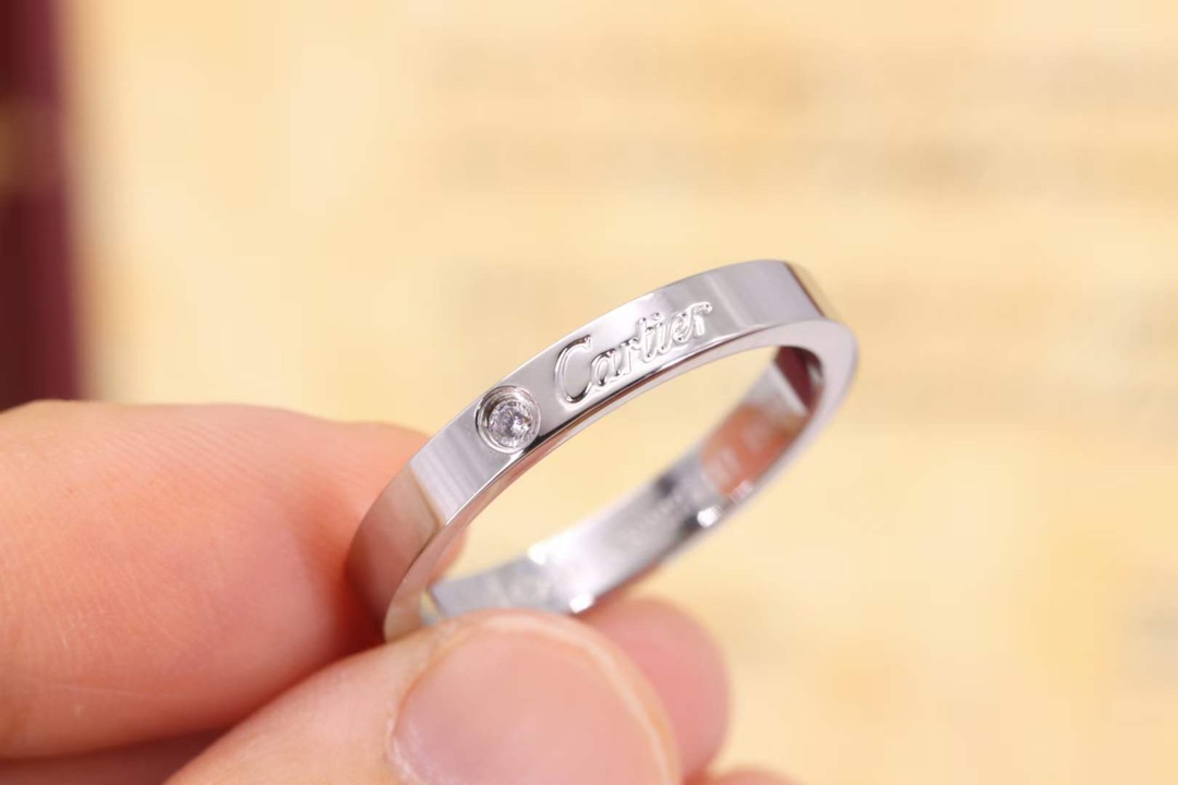 Cartier Cartier/卡地亚 窄版 银色单钻签名戒指