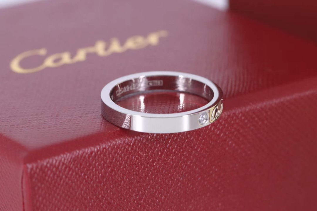 Cartier Cartier/卡地亚 经‮窄典‬版银‮单色‬钻签‮戒名‬指