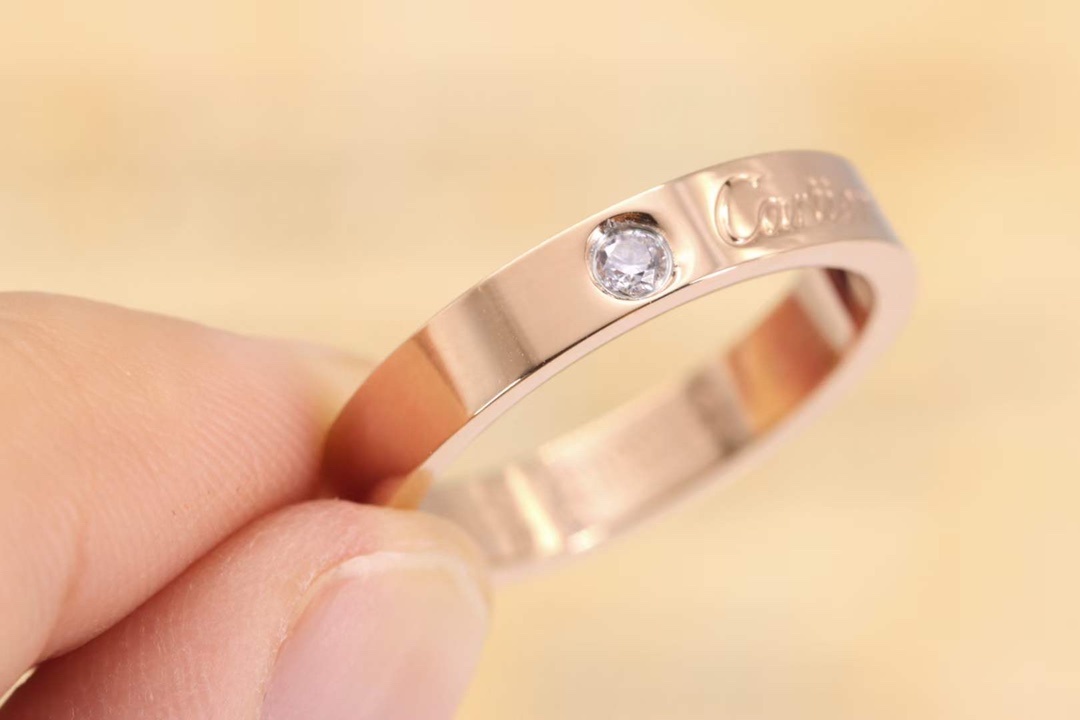 Cartier Cartier/卡地亚 窄‮玫版‬瑰金 单‮签钻‬名戒指