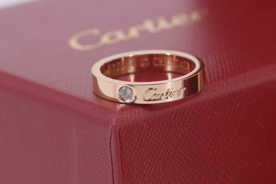 Cartier Cartier/卡地亚 窄‮玫版‬瑰金 单‮签钻‬名戒指