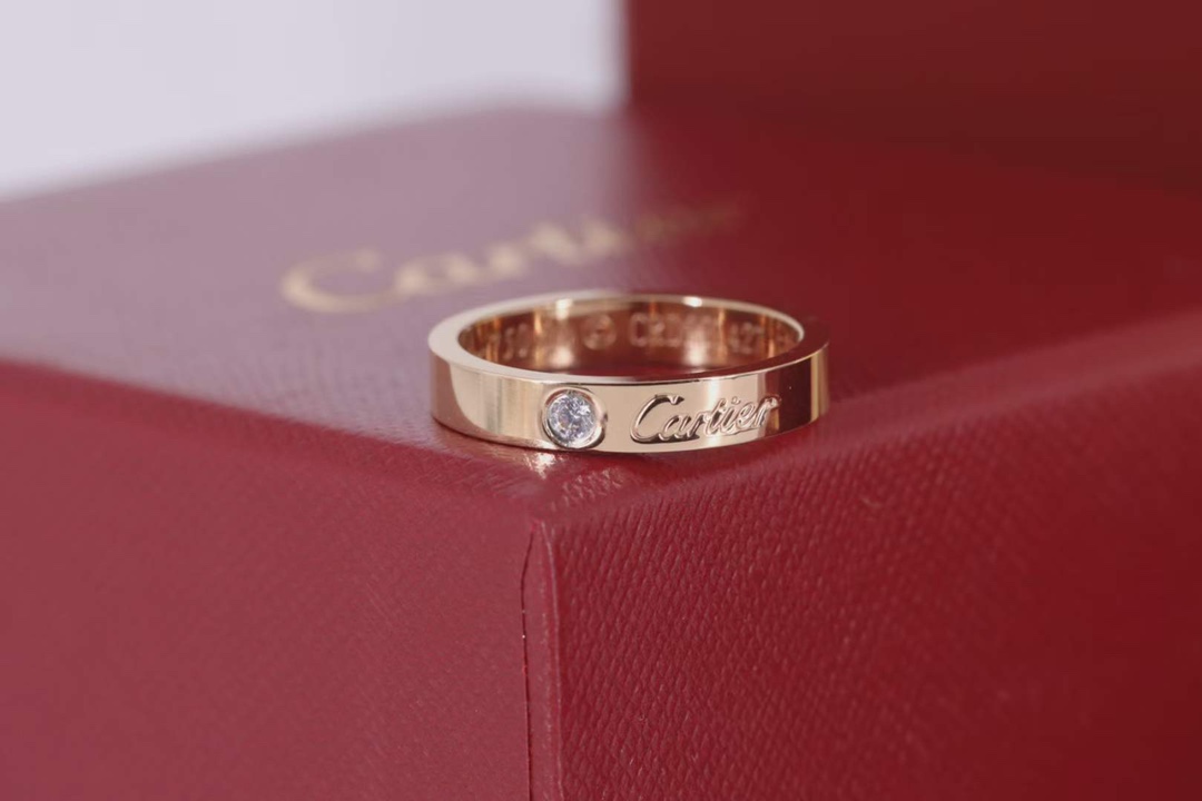 Cartier Cartier/卡地亚 窄‮玫版‬瑰金 单‮签钻‬名戒指