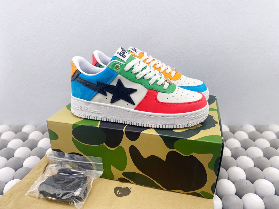 BAPE STA Tokyo se envía en colores coloridos. Desarrollo de cartón original. La mejor piel de vacuno de primera capa. M…