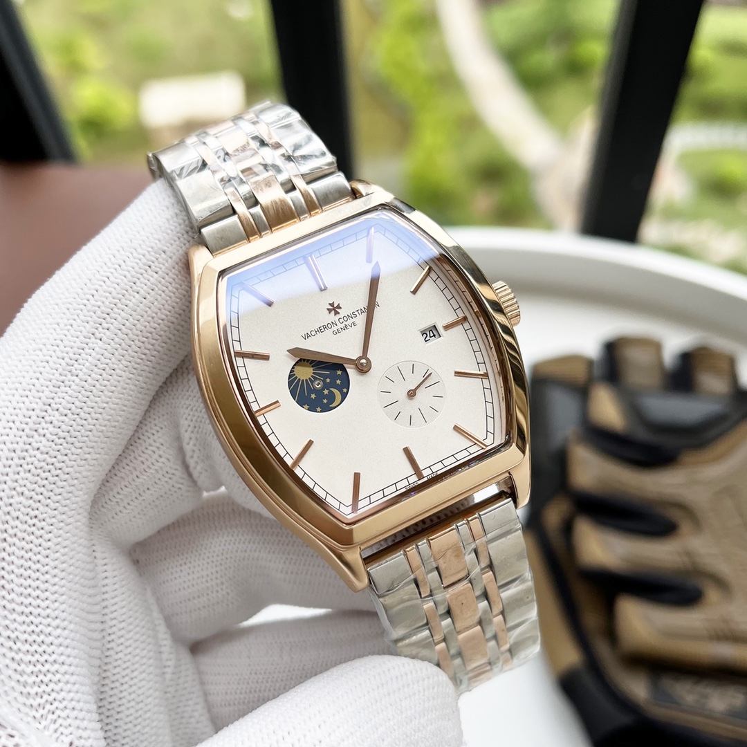 💰420 品牌:江诗丹顿 -Vacheron Constantin⚡️ 类型:男士腕表 表壳:316精钢(做工优质) 表带:进口真牛皮 机芯:高级定制全自动机械机芯(走时稳定) 玻璃:高级强化镀膜镜面 尺寸:直径41mm,厚度12.5mm