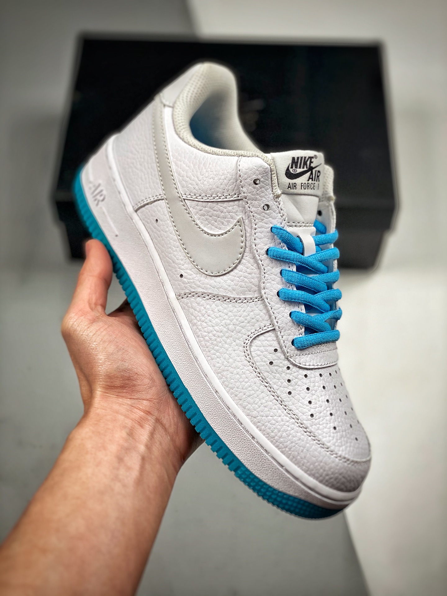 -3 NK Air Force 1, blanco y azul, horma y plantilla originales, forma auténtica de Air Force, especializado en canales …