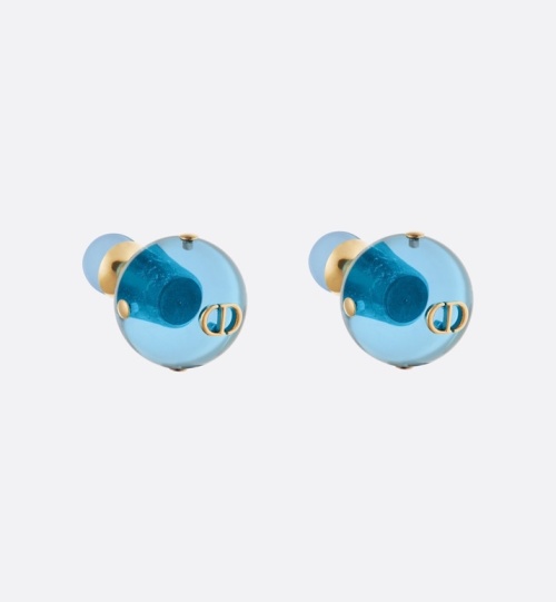Dior Tribales Earrings Blue Resin Gold-Finish Metal "CD" Signature 1 Dior Tribales Earrings Blue Resin Gold-Finish Metal "CD" Signature