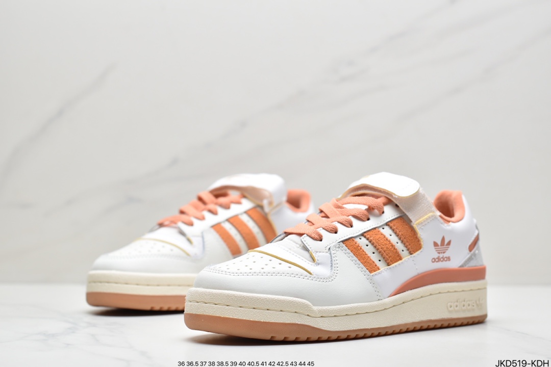 160 三叶草 Originals Forum 84 Low 罗马系列魔术贴低帮复古系带百搭休闲运动板鞋“浅灰白黑深绿” GY8203